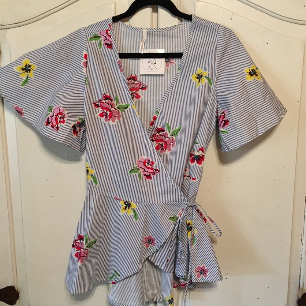 Perky Peplum Wrap Top Boutique Brand NWT Sz M